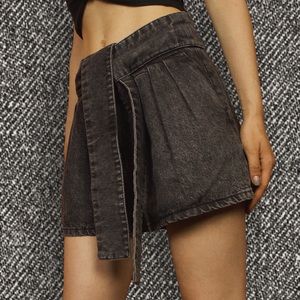 IRO Voukko Tie Waist Denim Shorts Charcoal